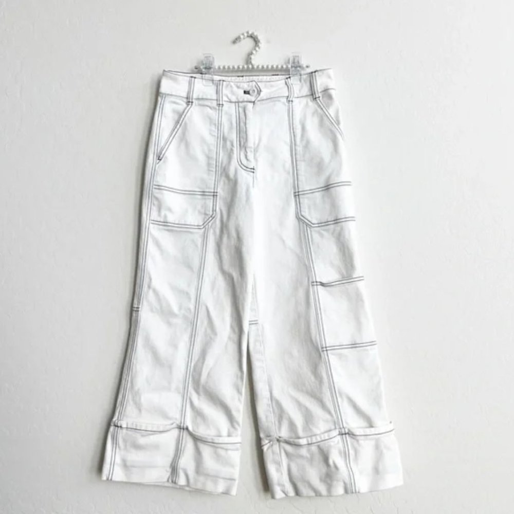 Anthropologie Maeve Women's Contrast Stitch Cargo Trouser